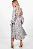 Thumbnail for your product : boohoo Zena Floral Open Back Midi Skater Dress