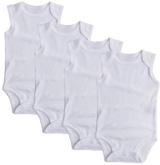 JISEN Unisex-Baby White Infant Hanging Bodysuits 100% Cotton Sleeveless Baby Onesies(4 Packs,6M)
