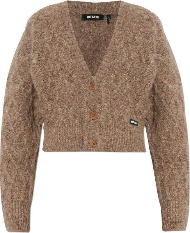 Rotate by Birger Christensen Fluffy V-Neck Knitted Cardigan
