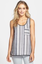 Thumbnail for your product : Vince Camuto Stripe Linen Blend One Pocket Tank