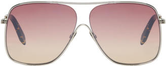 Victoria Beckham Silver and Pink Loop Navigator Sunglasses