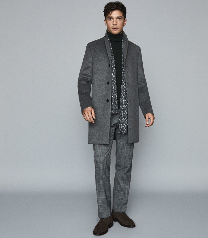 Reiss Gable - Wool Epsom Overcoat in Charcoal - ShopStyle Raincoats ...
