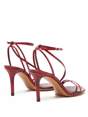 Isabel Marant Axee Python-effect Leather Sandals - Red