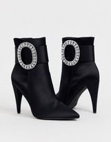 Thumbnail for your product : ASOS DESIGN Wide Fit Eclectic diamante buckle boots in black