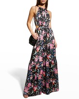 Thumbnail for your product : Aidan by Aidan Mattox Floral-Print Tiered Halter Maxi Dress