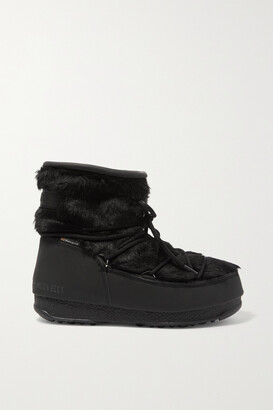 Moon Boot Monaco Rubber And Faux Fur Snow Boots - Black