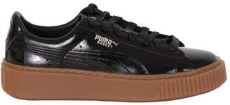 Puma Black Silver Basket Platform Sneakers