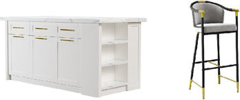 72" Kitchen Islands Set With Multi-Storage and 4 Counter Stools