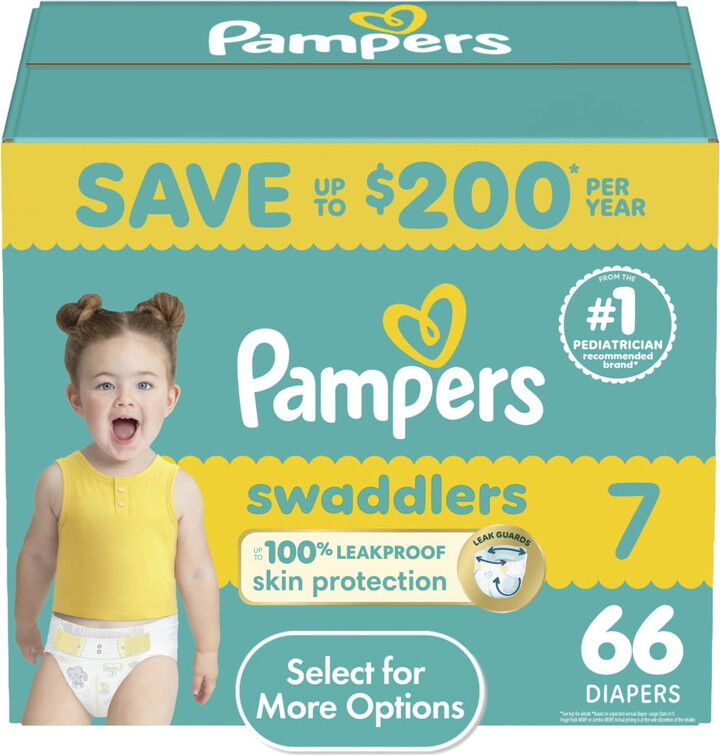 Pampers Swaddlers Baby Diapers Size 7, 66 Count (Select for More Options)