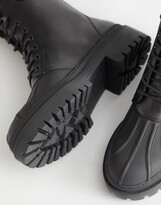 Thumbnail for your product : And other stories & leather lace up boots with stitch detail in black