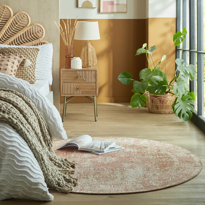 Dunelm Mila Traditional Round Rug Pink ShopStyle