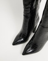 Thumbnail for your product : Glamorous Wide Fit over the knee boots in black croc