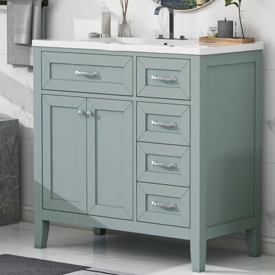 Tansole Bathroom Vanity with Sink Combo, Bathroom Cabinet with Drawers, Solid Frame and MDF Board