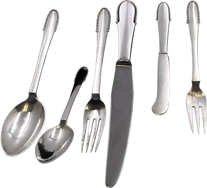 Georg Jensen Sterling Silver 48-piece Beaded Flatware Set For 8