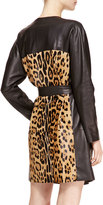 Thumbnail for your product : Escada Leather Leopard Trench Coat