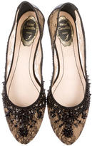 Thumbnail for your product : Rene Caovilla Embellished Lace Flats