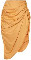 Thumbnail for your product : PrettyLittleThing Camel Ruched Side Midi Skirt