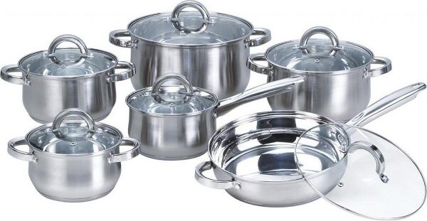 Heim Concept HeimConcept12-PieceStainlessSteelCookwareSetswithGlassLid