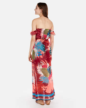 Express Floral Off The Shoulder Flutter Sleeve Maxi Dress