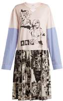 Thumbnail for your product : Prada Comic Print Cotton Jersey And Silk Dress - Womens - Pink Multi