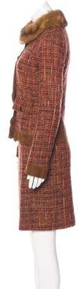 Dolce & Gabbana Sable-Trimmed Tweed Skirt Suit