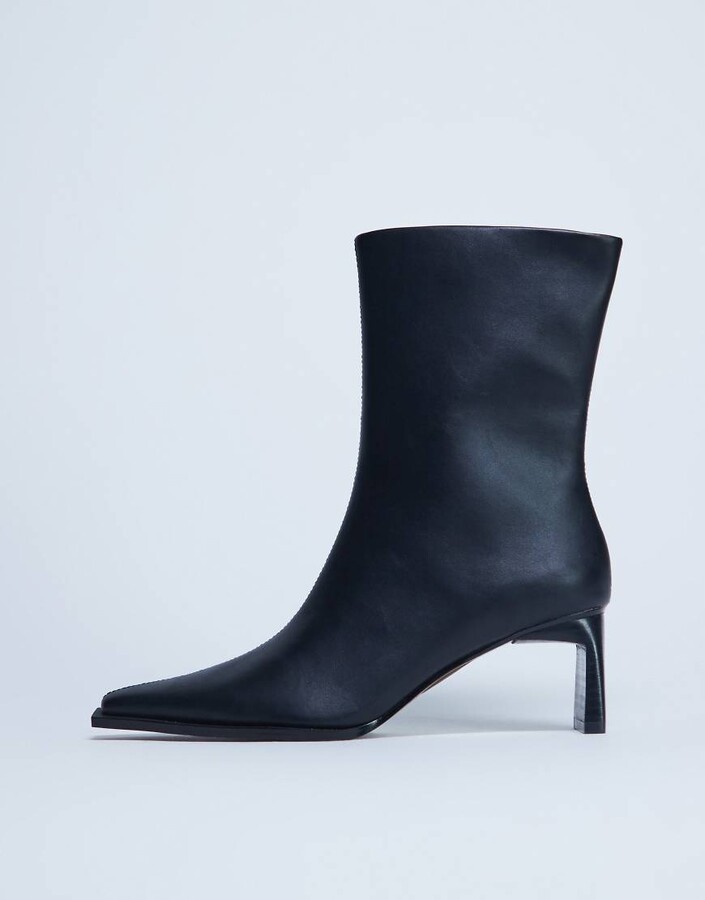 ASRA Harper mid heel monochrome ankle boots in ecru and black