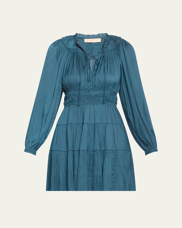 Ulla Johnson Koria Long-Sleeve Satin Mini Dress