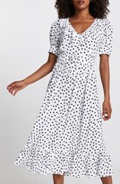 Thumbnail for your product : River Island Belted Polka Dot Midi Dress