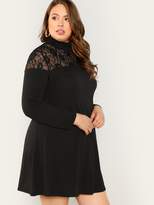 Thumbnail for your product : Shein Plus Floral Lace Neck Dress