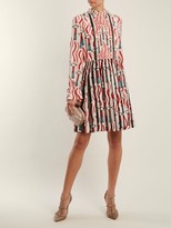 Thumbnail for your product : Valentino Lipstick-print Lace-trimmed Silk Dress - White Print