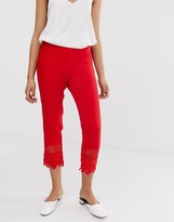 Thumbnail for your product : Lost Ink Slim Tailored Trousers With Lace Hem