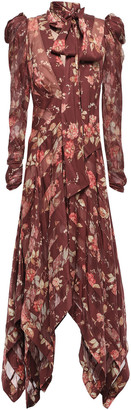 Zimmermann Floral-print Silk-blend Georgette And Twill Midi Dress