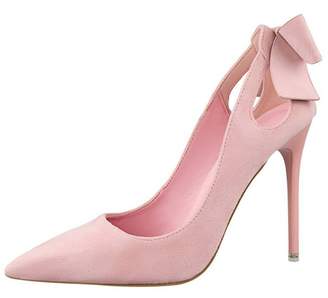 Katypeny Ladies Womens Cute Pointy Toe Stiletto High Heel Court Dress Pumps Shoes With Bowknot 7.5 US M