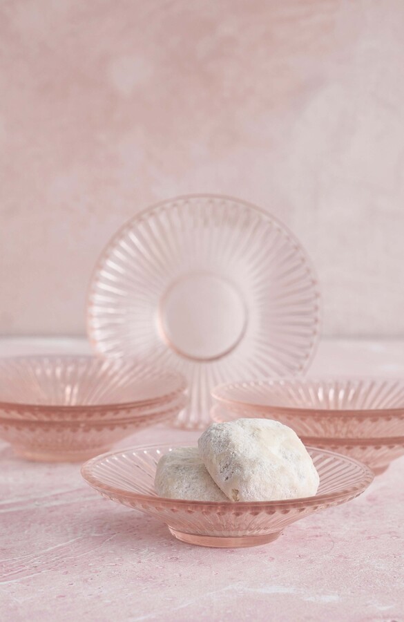 The Collective Home Pressed Pink Glass Small Plates - Set of 6