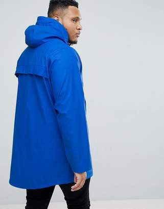 ASOS Design DESIGN Plus shower resistant rain coat with borg lined hood in blue