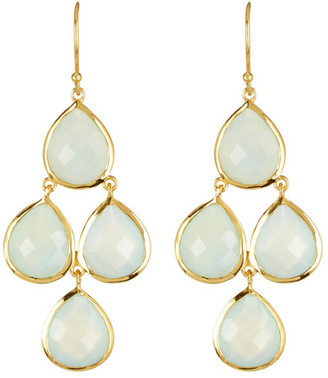 Argentovivo 18K Gold Plated Sterling Silver Aqua Chalcedony Drop Earrings