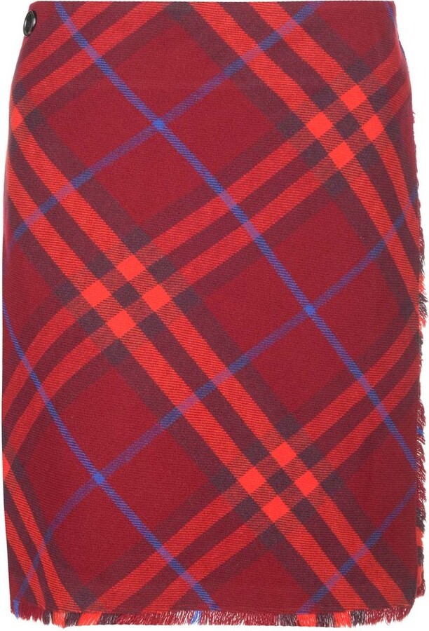 Burberry Plaid-Check Pleated Wrap Skirt - ShopStyle