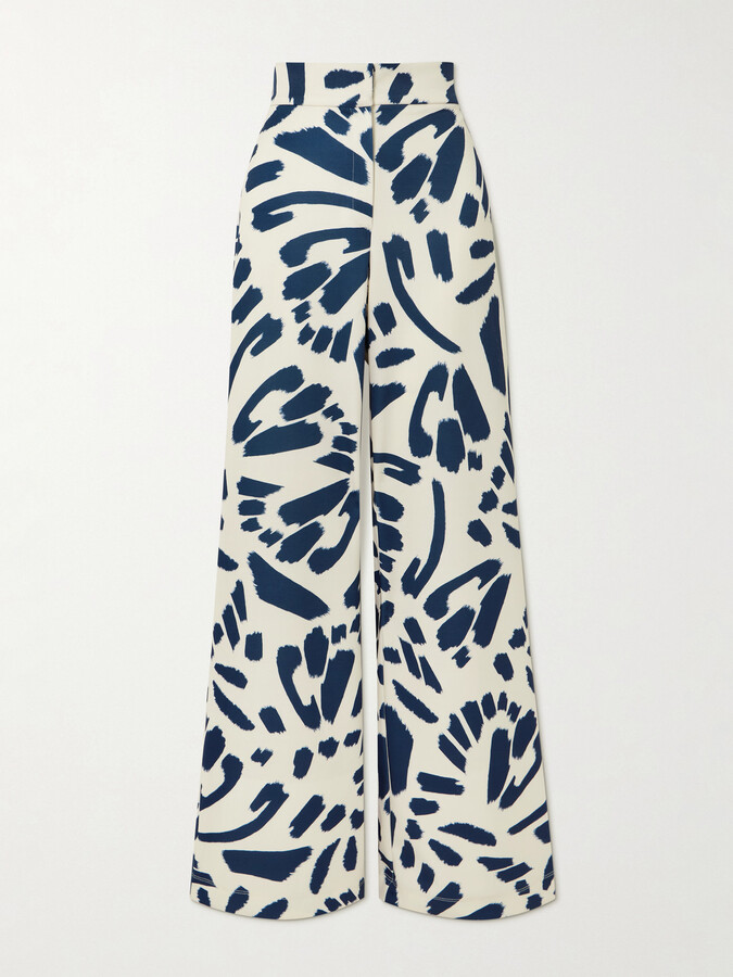 Andres Otalora - Espejismo Printed Stretch-scuba Wide-leg Pants - Ivory