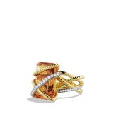 Thumbnail for your product : David Yurman Cable Wrap Ring with Madeira Citrine and Diamonds in Gold