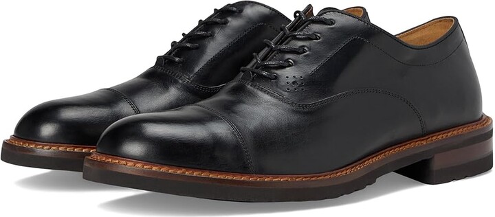 Johnston & Murphy Collection Hartford Cap Toe Men's Shoes Black Italian Calfskin : 13 M, Leather