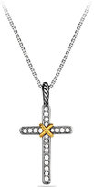 Thumbnail for your product : David Yurman Cable Collectibles X Cross Necklace with Diamonds in Gold