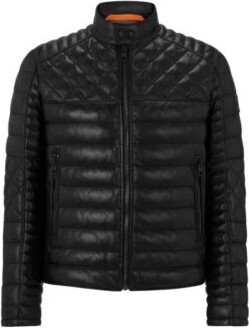 HUGO BOSS Nappa leather jacket with stand collar