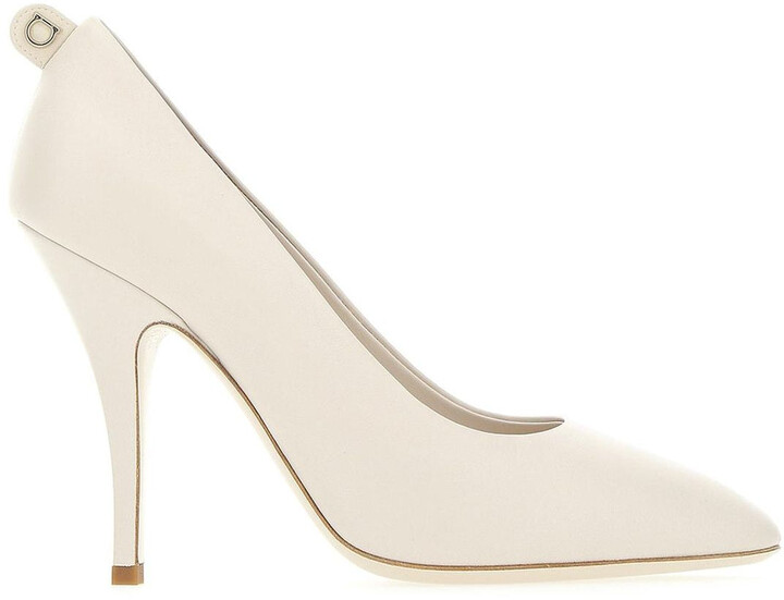 white closed toe heels