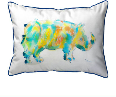 Betsy Drake Interiors Rhino Indoor/Outdoor Lumbar Pillow
