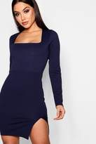 Thumbnail for your product : boohoo Square Neck Long Sleeve Bodycon Dress