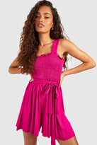 Thumbnail for your product : boohoo Shirred Tie Waist Flippy Romper