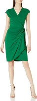 Thumbnail for your product : Lark & Ro Amazon Brand Classic Cap-sleeve Wrap Dress Emerald XL