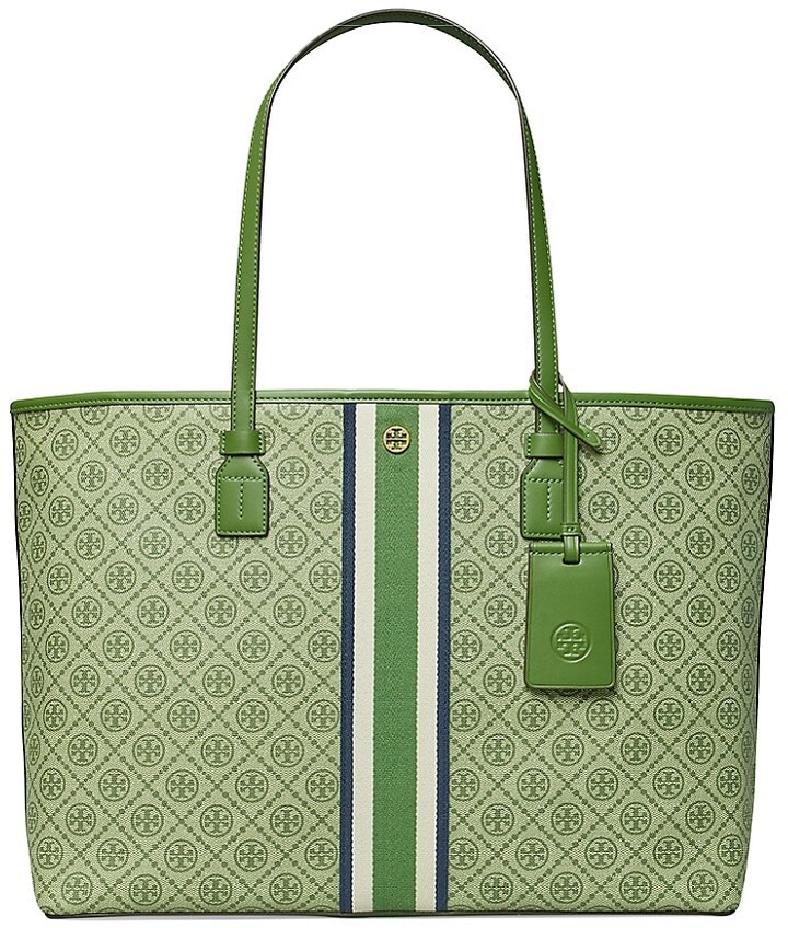 Tory Burch T Monogram Coated Canvas Small Tote Bag In White | ModeSens