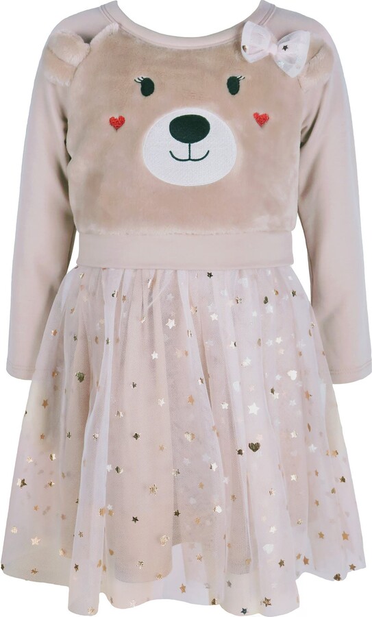 Zunie Kids' Faux Fur Teddy Bear Tutu Dress