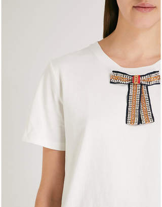 Maje Jewel detail cotton T-shirt